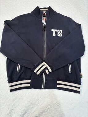 Vintage Triple Five Soul Full Zip Sweater XL Navy Blue Y2K Varsity Track Jacket